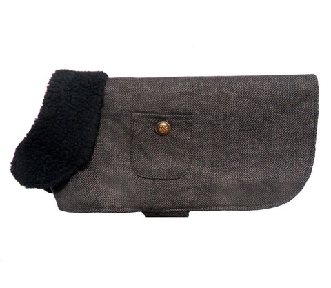 Brown Herringbone Dog Coat - The Doggy Deli