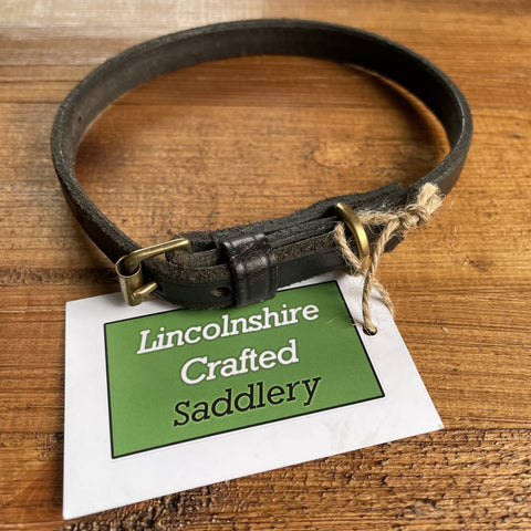 Lincolnshire Crafted Traditional 1/2" Black Leather Dog Collar - The Doggy Deli