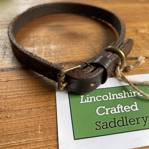 Lincolnshire Crafted Traditional 1/2" Brown Leather Dog Collar - The Doggy Deli