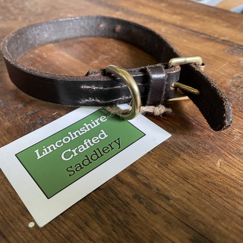 Lincolnshire Crafted Traditional 3/4" Brown Leather Dog Collar - The Doggy Deli