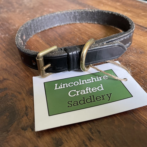 Lincolnshire Crafted Traditional 5/8" Black Leather Dog Collar - The Doggy Deli