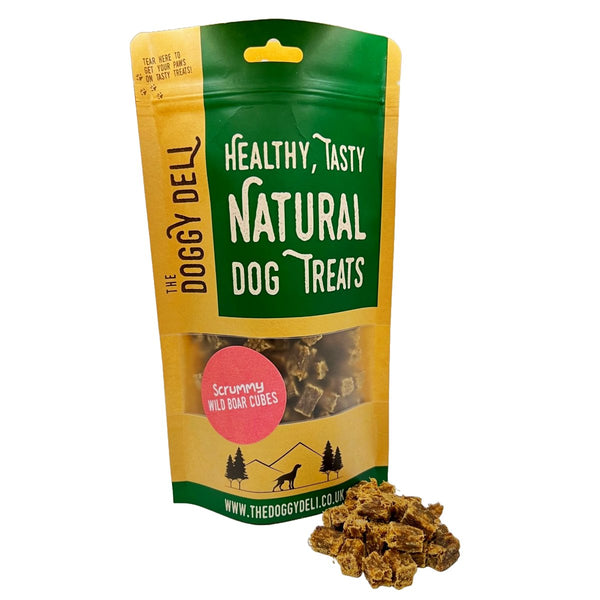 Scrummy Wild Boar Cubes - Natural Dog Treats 150g Bag