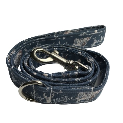 Stag Woodland Blue Handmade Dog Lead