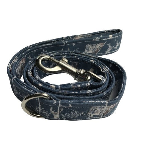 Stag Woodland Blue Handmade Dog Lead - The Doggy Deli