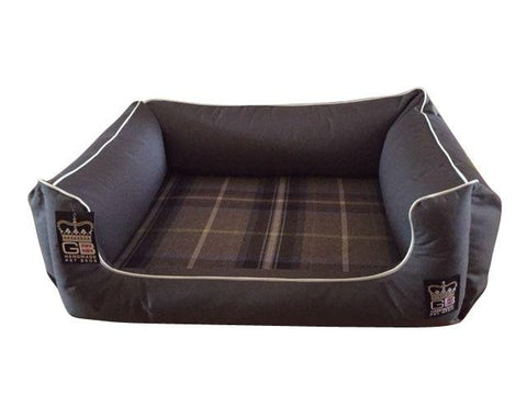 Tartan Orthopaedic Dog Bed Memory Foam Waterproof Settee Bed - The Doggy Deli